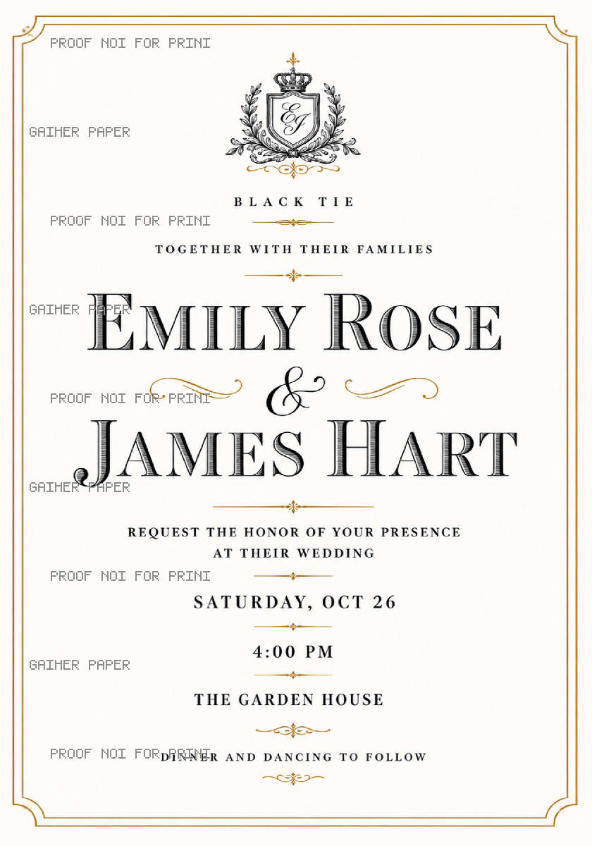 Catalog sample of the selected invitation design