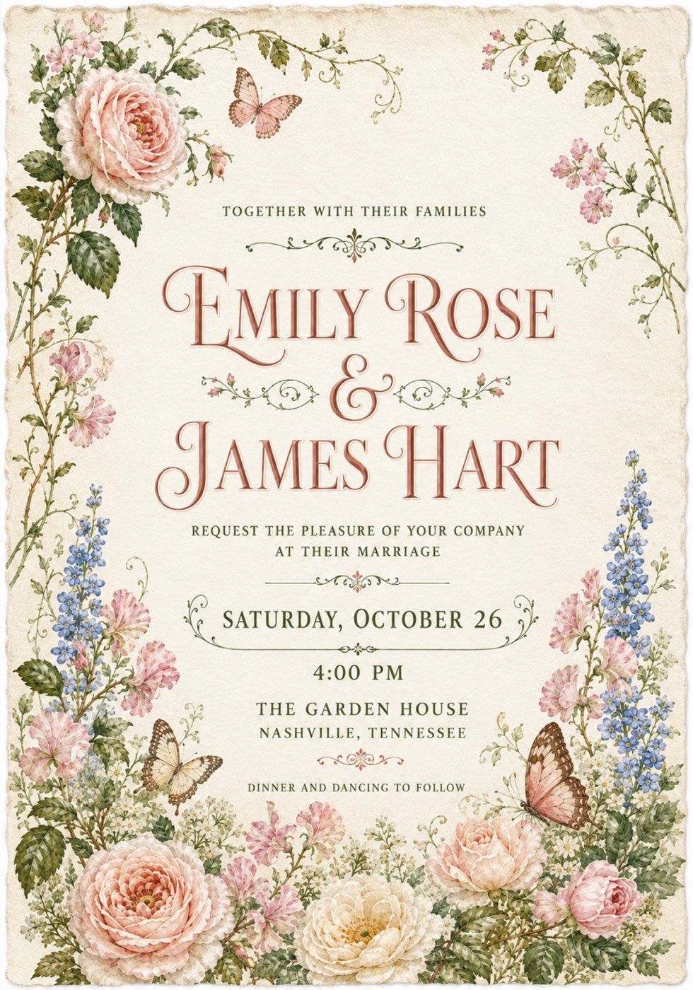 Garden party wedding invitation