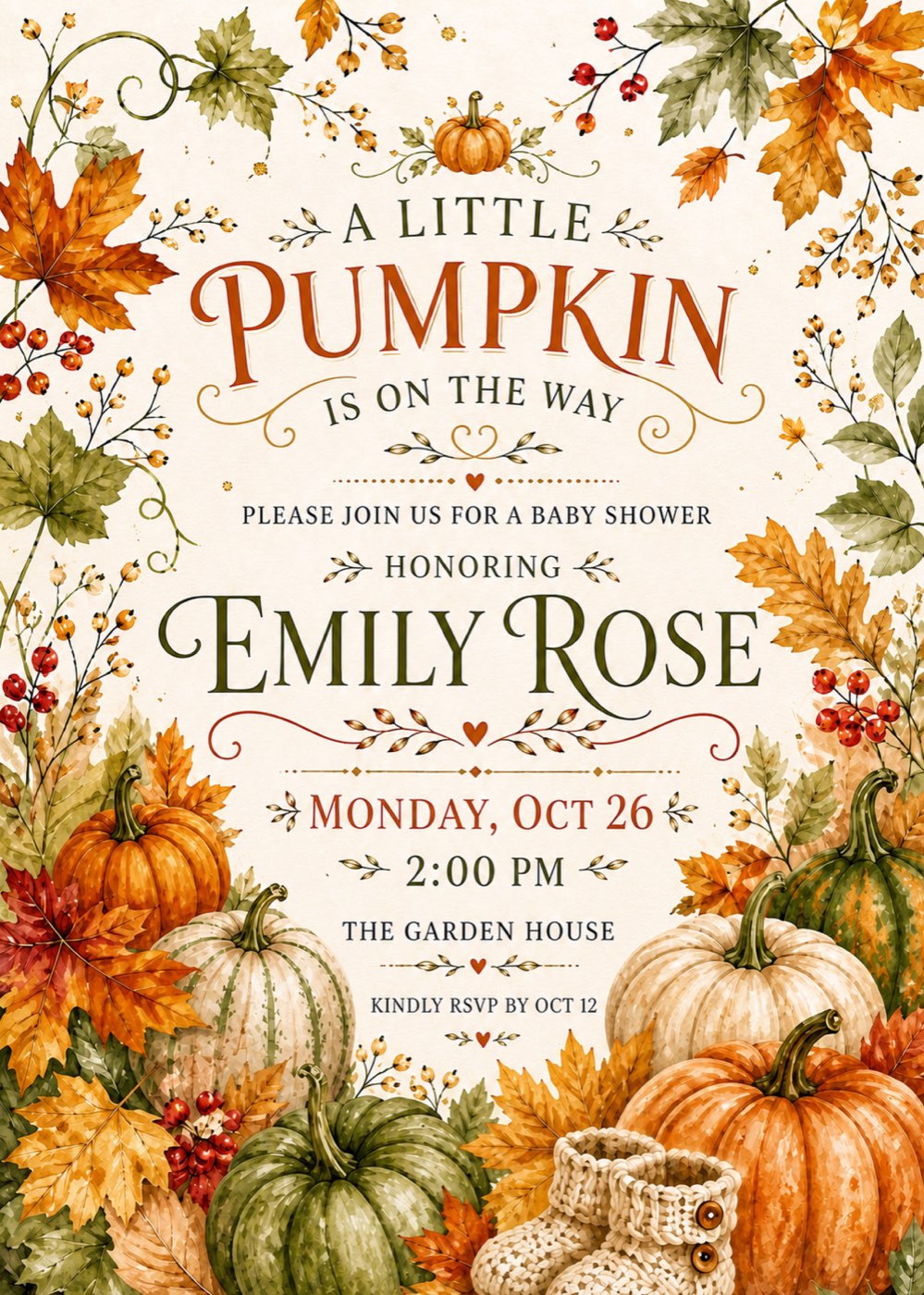 Little Pumpkin baby shower invitation