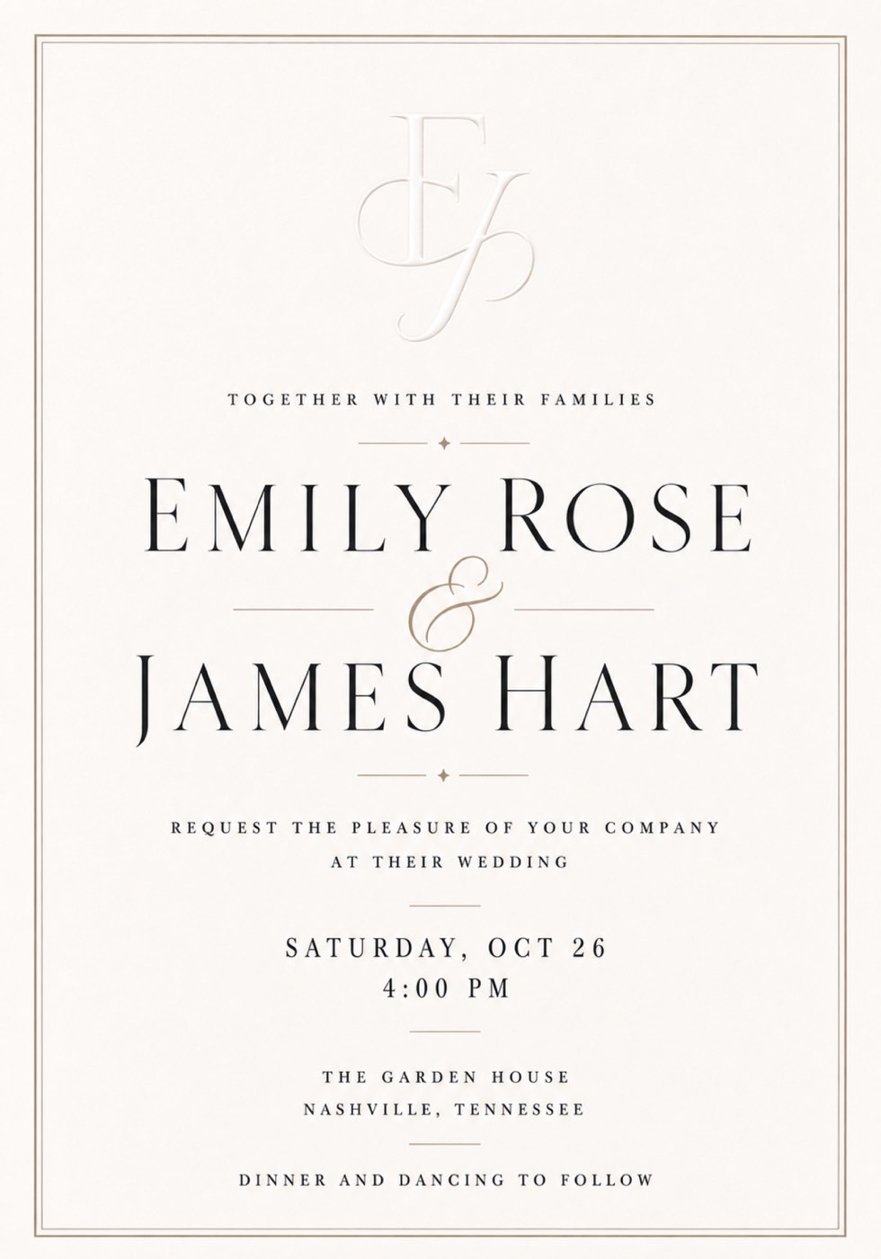 Modern vows wedding invitation