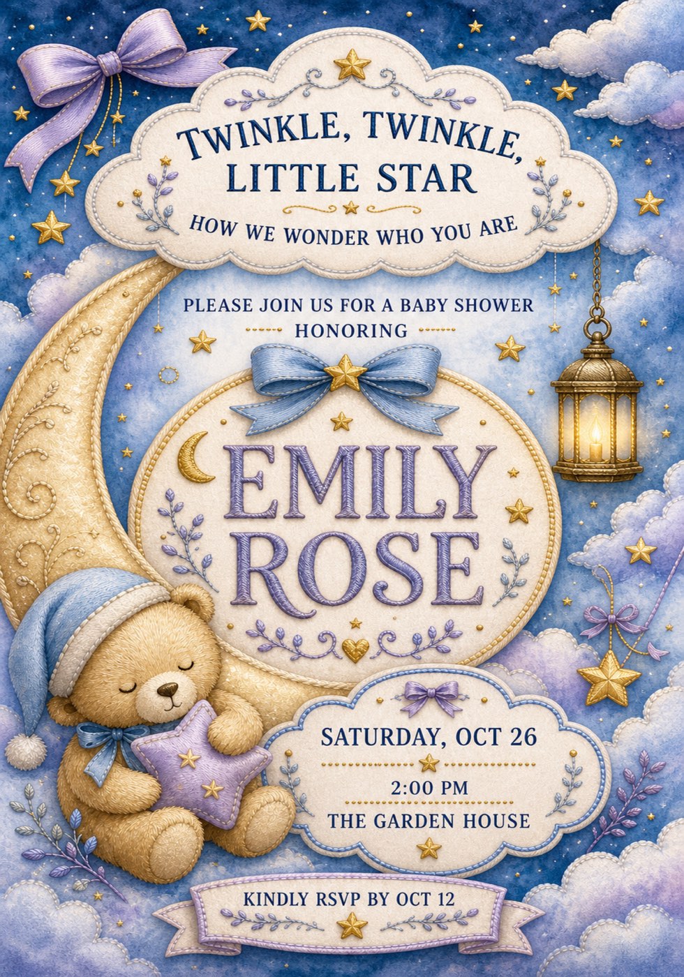 Moon & Stars Shower invitation preview